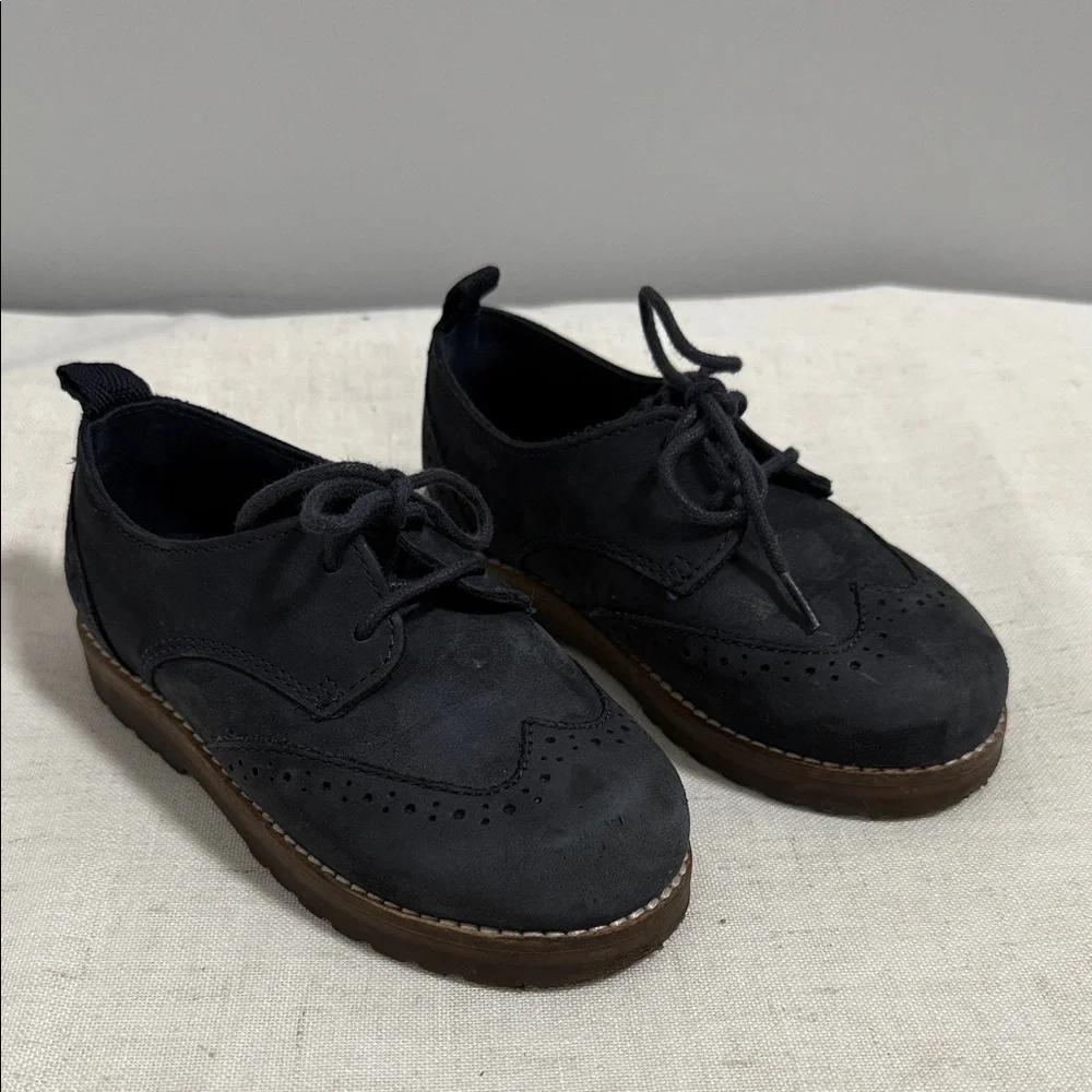 Zara Kids navy blue suede brogue Oxford shoes size 24